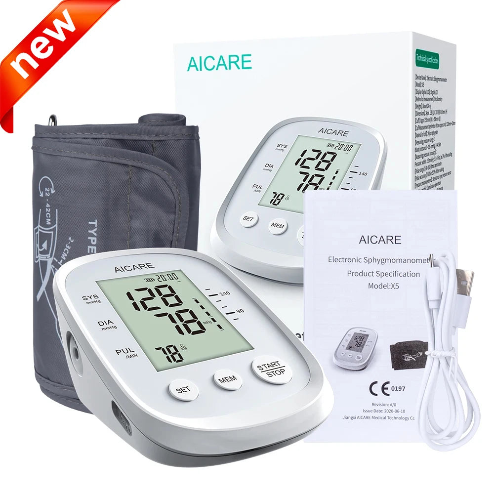 Aicare Digital Blood Pressure Monitor - Upper Arm with Large Cuff