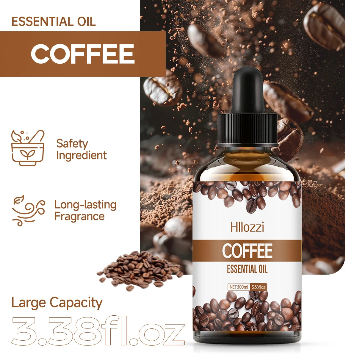 Coffee Essential Oil 60ml - Multi-Purpose for Diffuser, Massage & Skincare