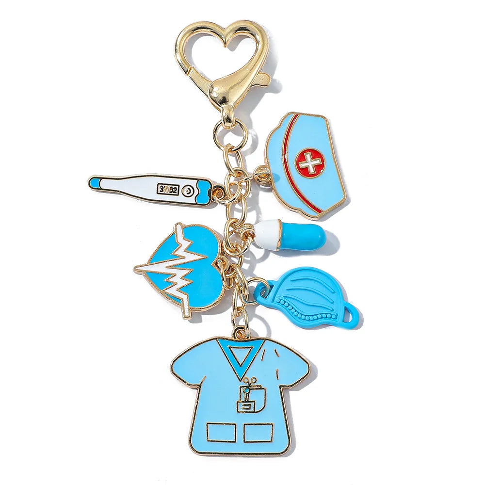 Cute Nurse Keychain - Cartoon Novelty Keyring Gift for Healthcare Workers
