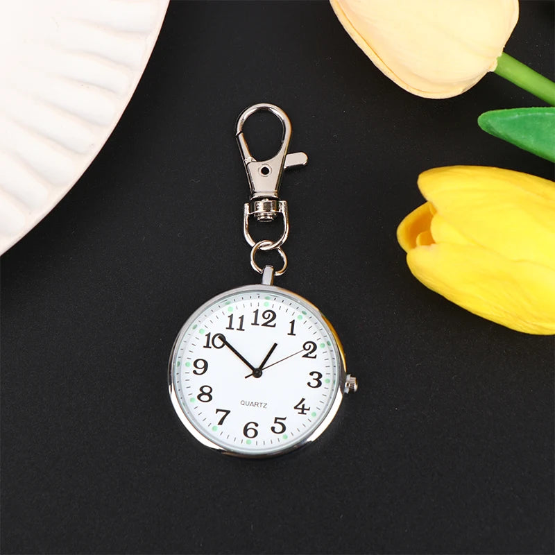 Vintage Nurse Pocket Watch - Keychain Fob Clock with Battery