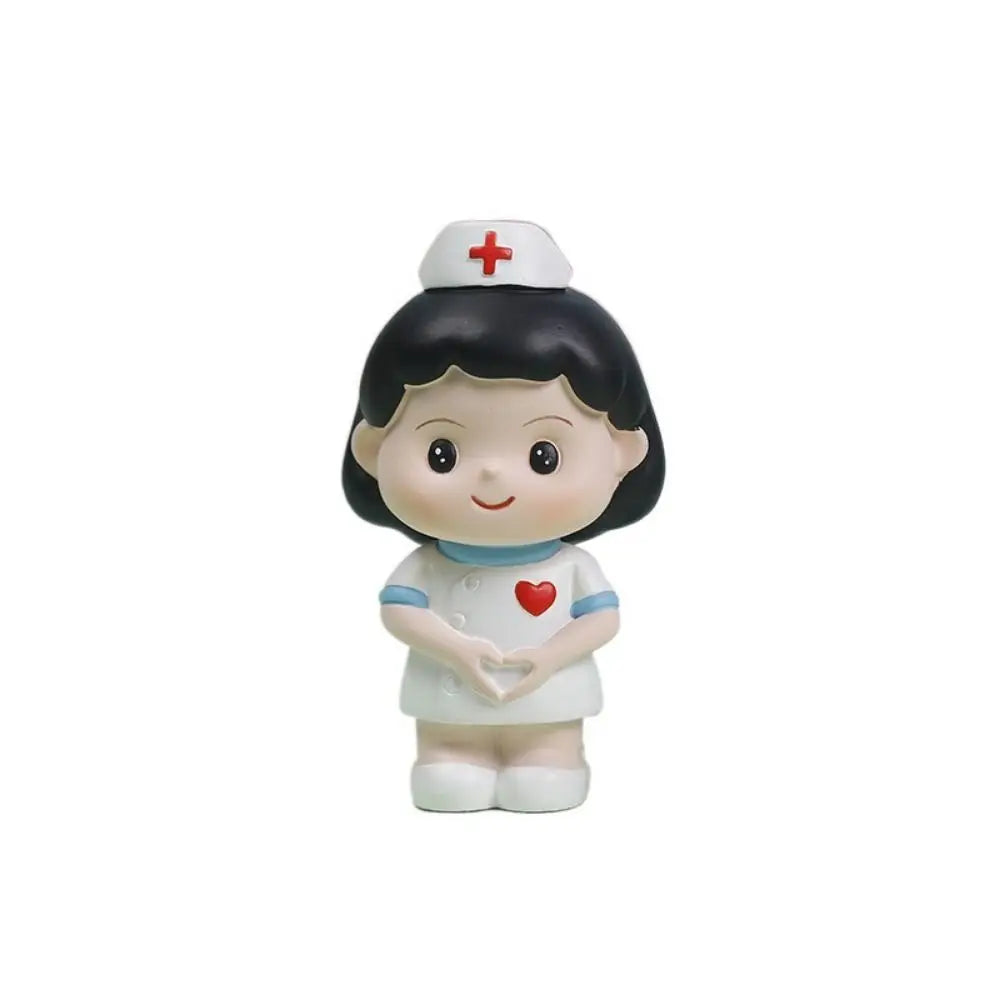 Cartoon Nurse Figurine - Cute Resin Ornament for Home & Office Decoration
