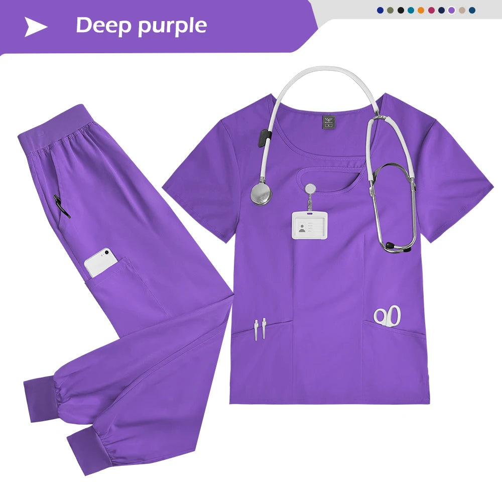 Women's 2-Piece Medical Scrubs Set - Nursing Uniform for Hospital & Spa