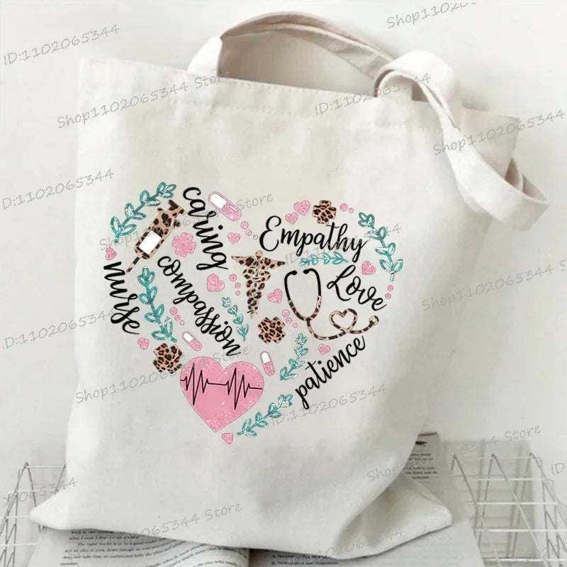 Nurse Tote Bag - Medical Heartbeat Pattern Shoulder Bag for Healthcare Workers