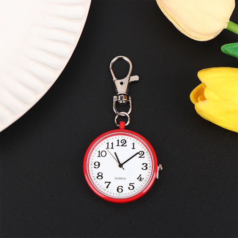 Vintage Nurse Pocket Watch - Keychain Fob Clock with Battery