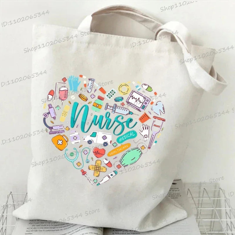 Nurse Tote Bag - Medical Heartbeat Pattern Shoulder Bag for Healthcare Workers