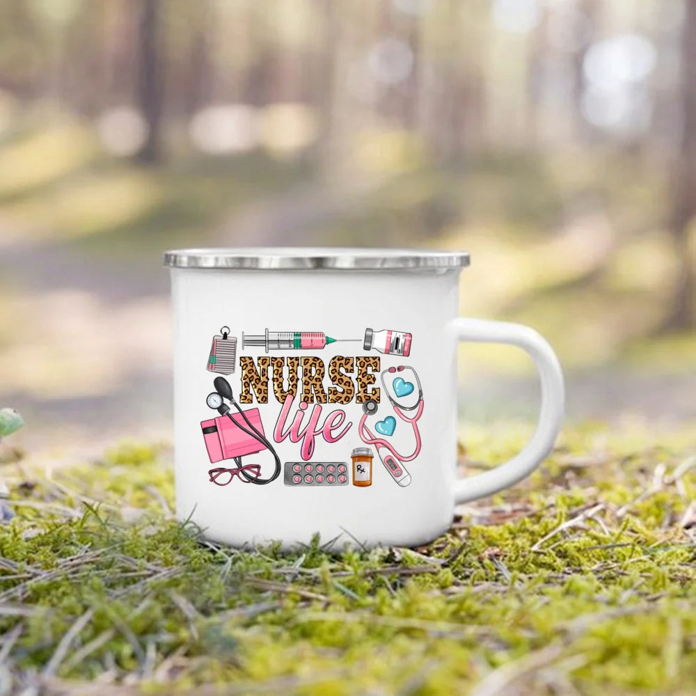 Nurse Life Enamel Mug 360ml - Creative Coffee Cup Gift for Nurses