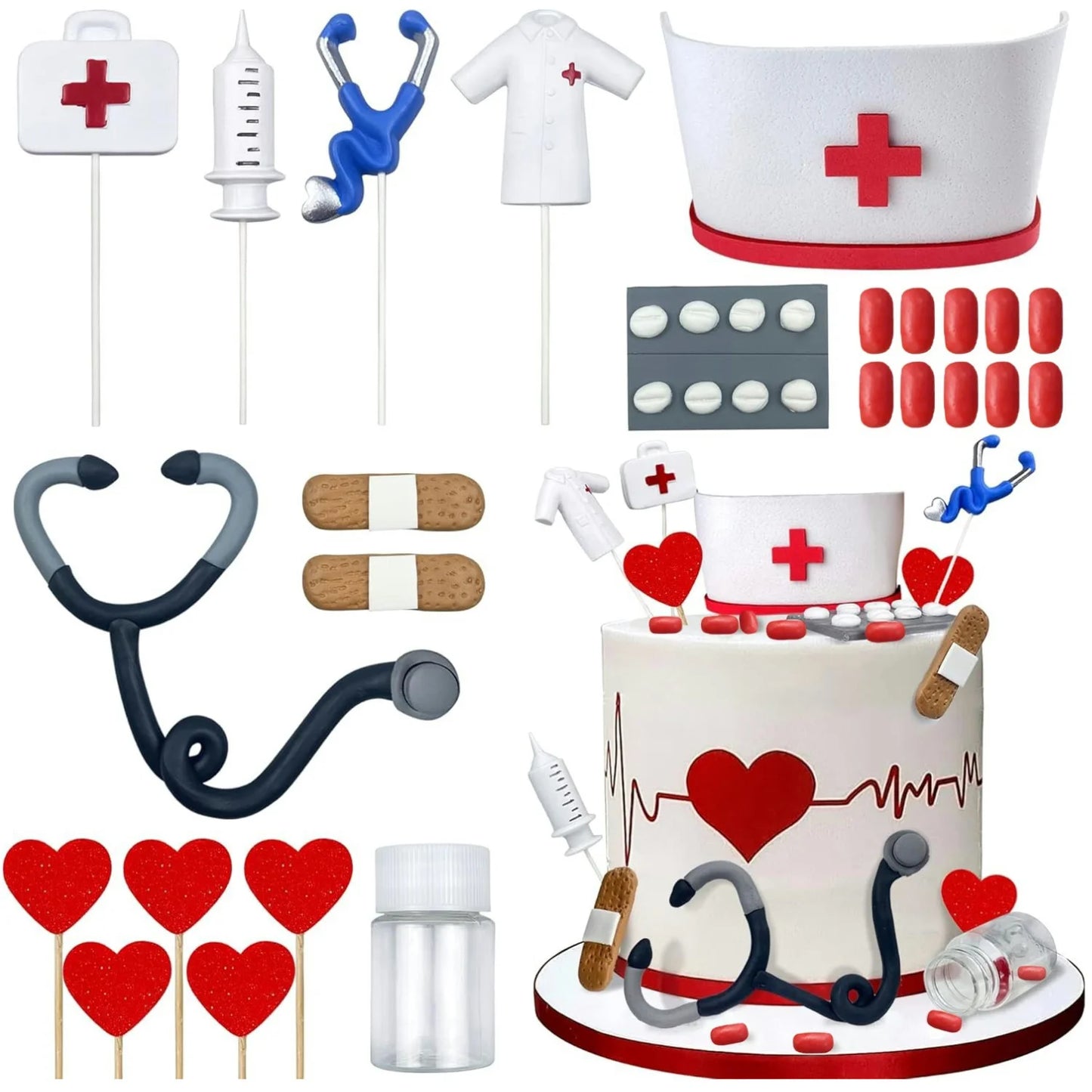 Nurse Cake Topper 20pcs - Nursing Graduation Party Decorations