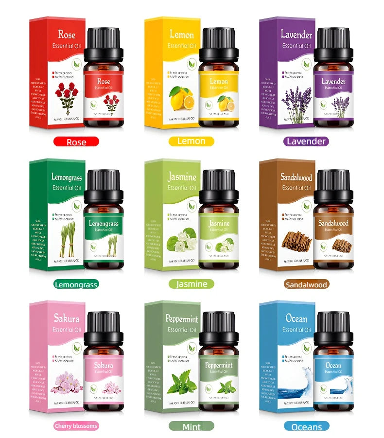 Essential Oils 10ml - 18 Scents for Aroma Diffuser & Humidifier