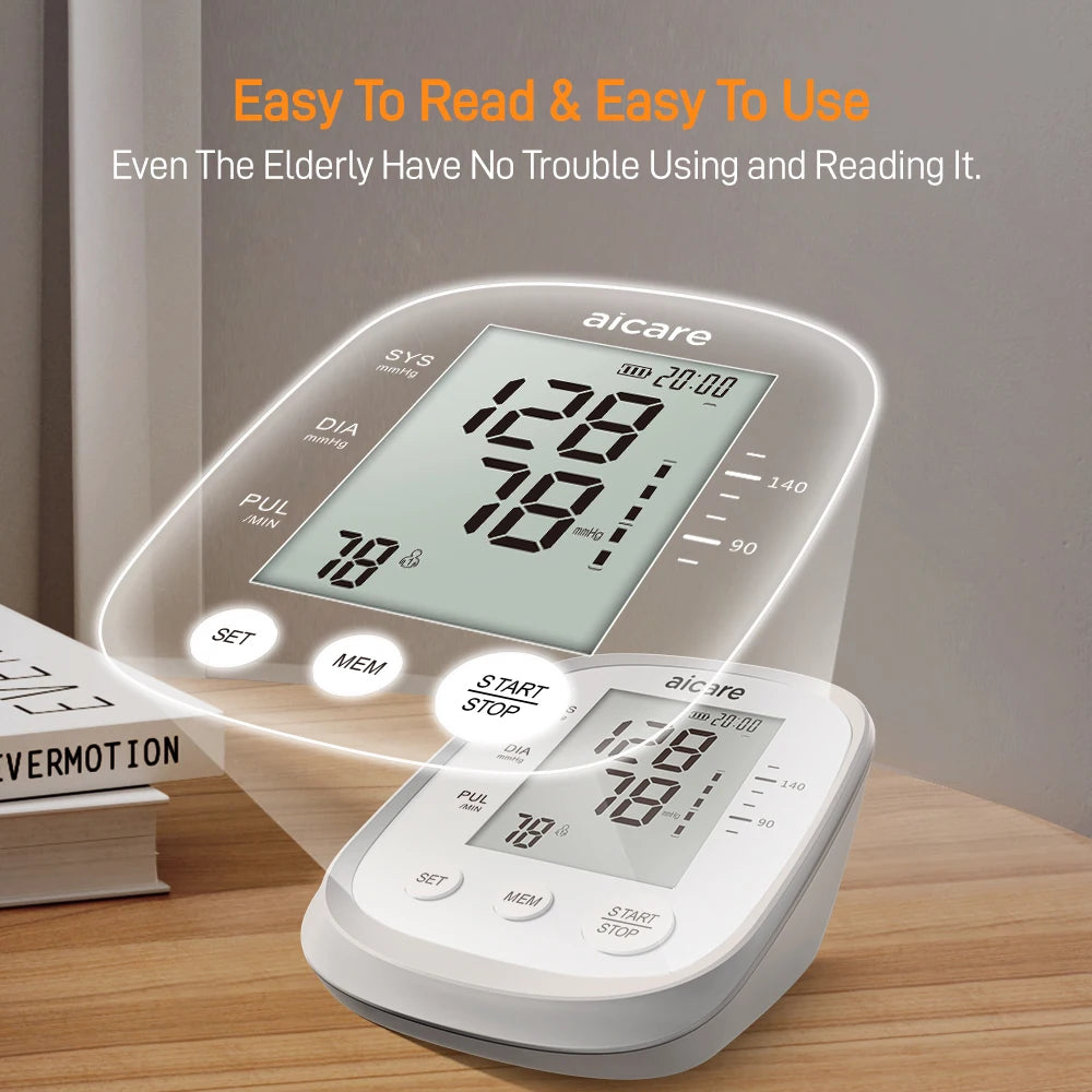 Aicare Digital Blood Pressure Monitor - Upper Arm with Large Cuff