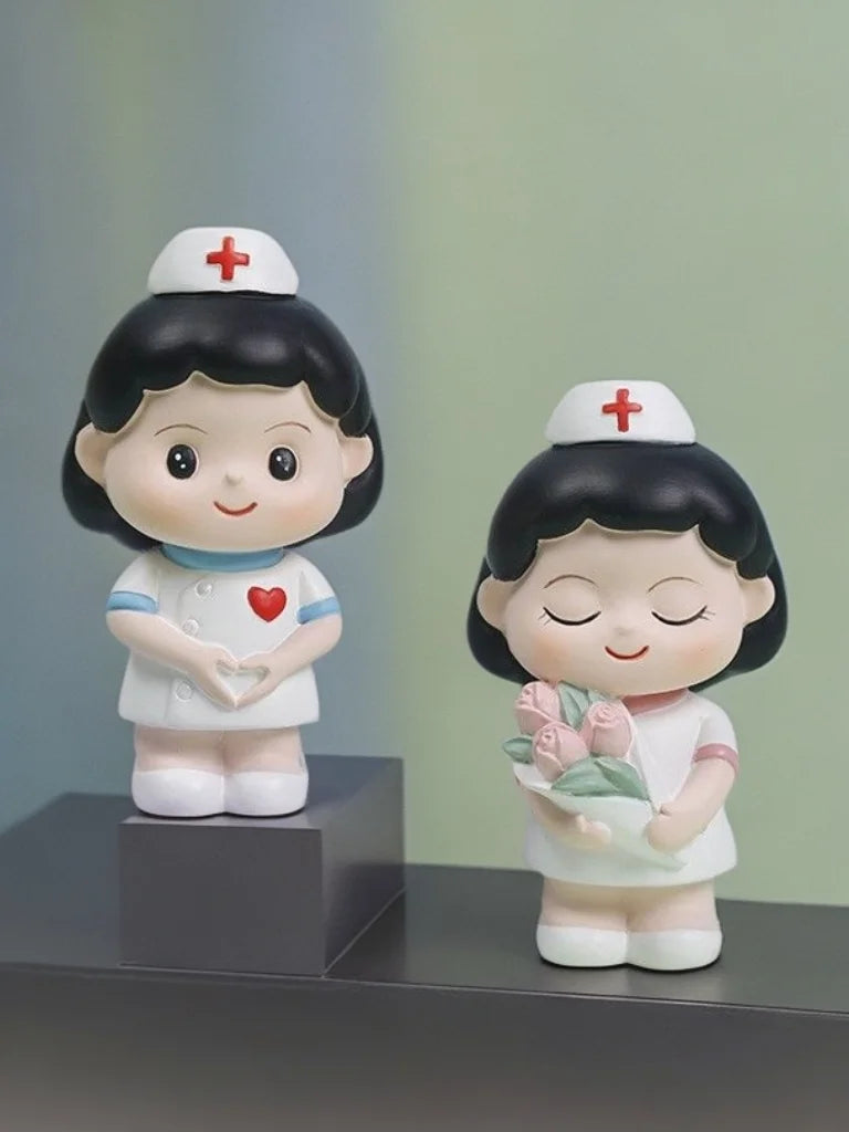 Nurse Doll Ornament - Handmade Resin Figurine for Office & Home Decoration