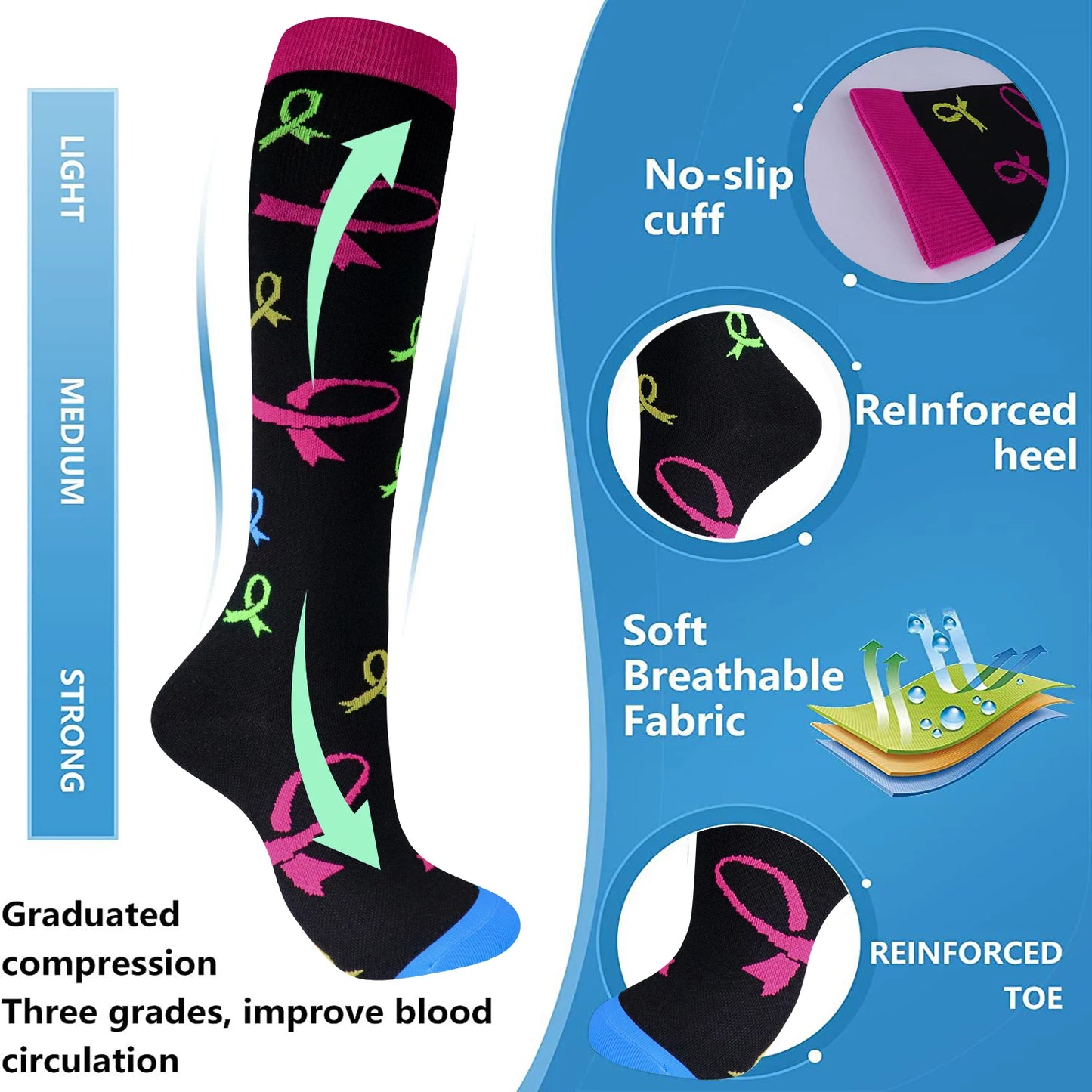 Medical Compression Socks 20-30mmHg - Knee High for oedema, Diabetes & Varicose Veins