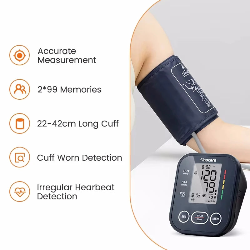 Sinocare Automatic Blood Pressure Monitor - Upper Arm Digital BP Meter