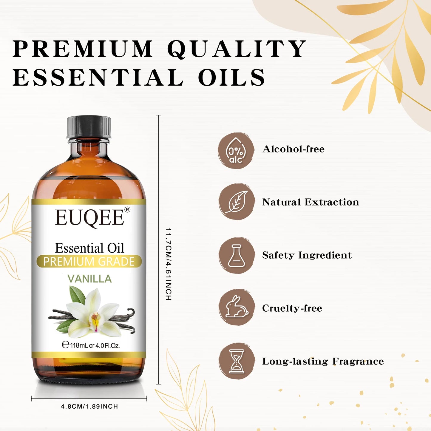 EUQEE Essential Oils 118ml - Aromatherapy for Diffuser, Candles & Soap Making