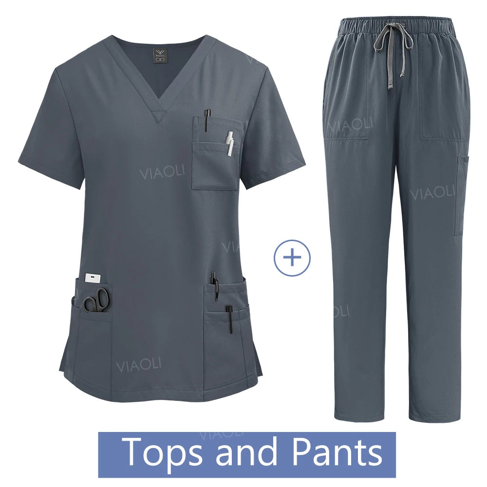 Women's Medical Lab Coat - Surgical Gown with Pockets for Healthcare Professionals