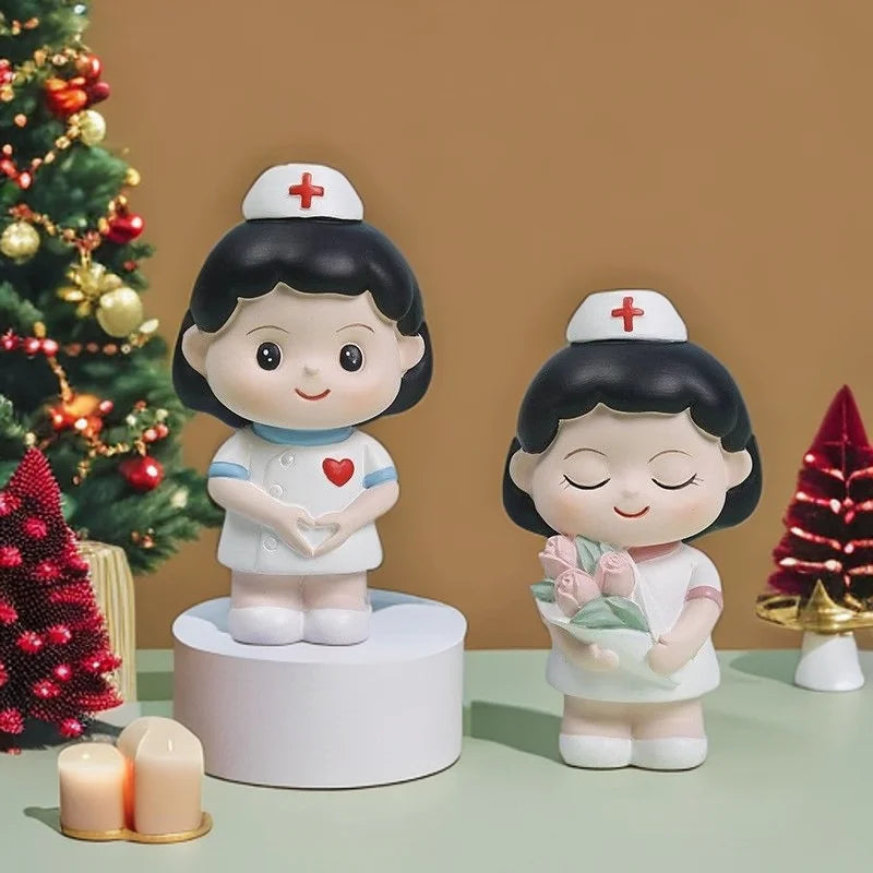 Nurse Doll Ornament - Handmade Resin Figurine for Office & Home Decoration