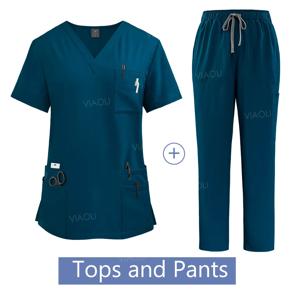 Women's Medical Lab Coat - Surgical Gown with Pockets for Healthcare Professionals