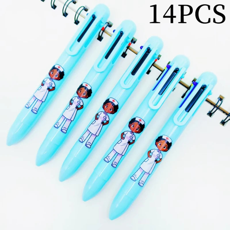 Nurse Angel Pens 14 Pack - Multi-Colour 6-in-1 Ballpoint Pens for Healthcare Workers