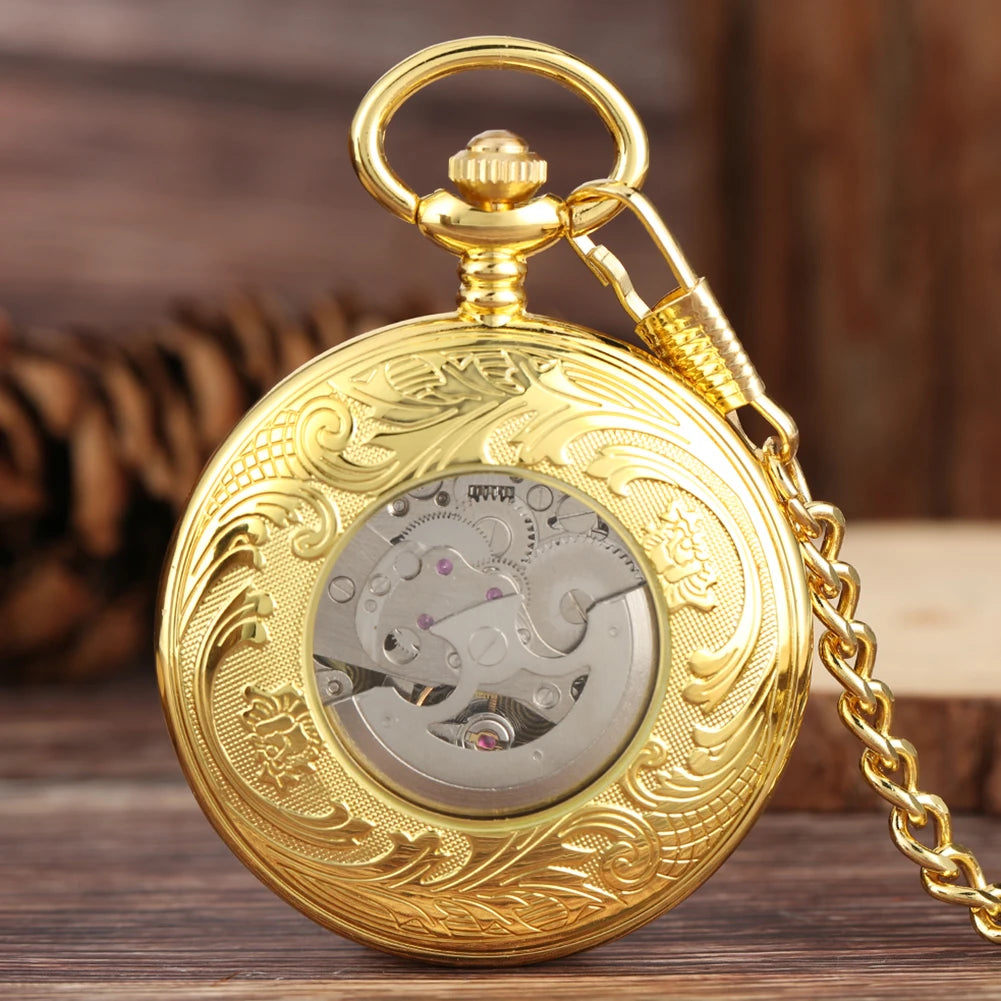 Golden Automatic Mechanical Pocket Watch - Luxury Nurse Fob Watch Gift