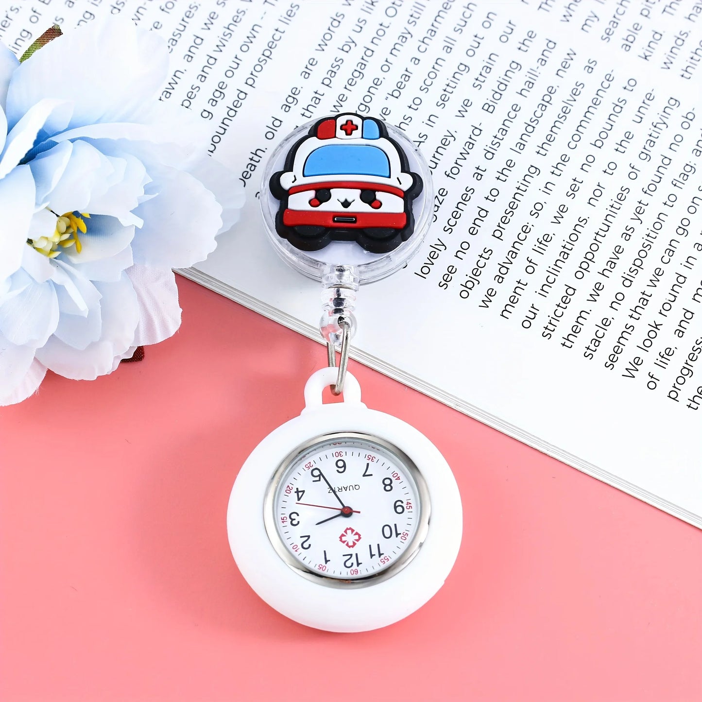 Cartoon Telescopic Nurse Watch - Cute Retractable Fob Watch for Students
