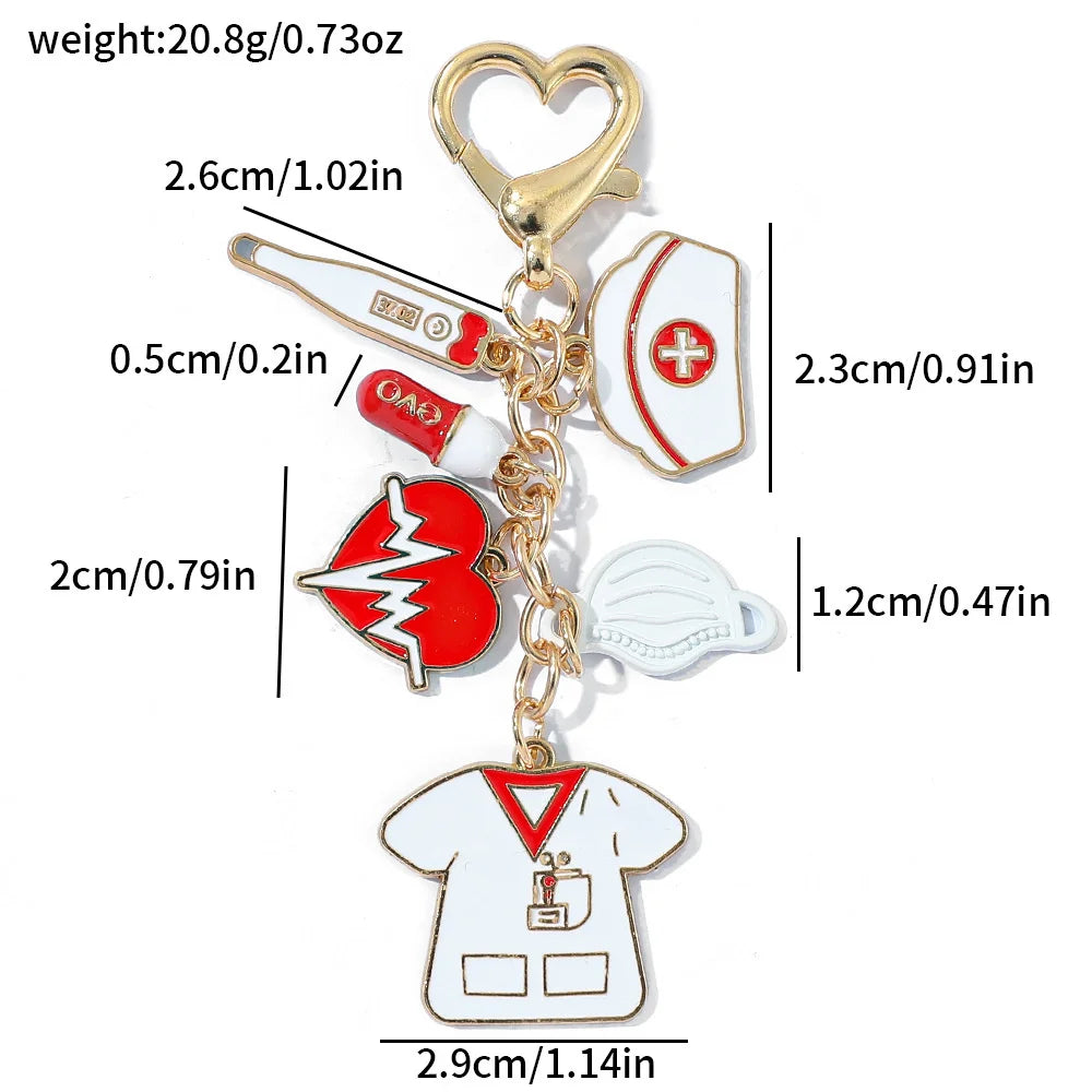 Cute Nurse Keychain - Cartoon Novelty Keyring Gift for Healthcare Workers
