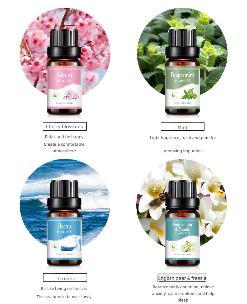 Essential Oils 10ml - 18 Scents for Aroma Diffuser & Humidifier