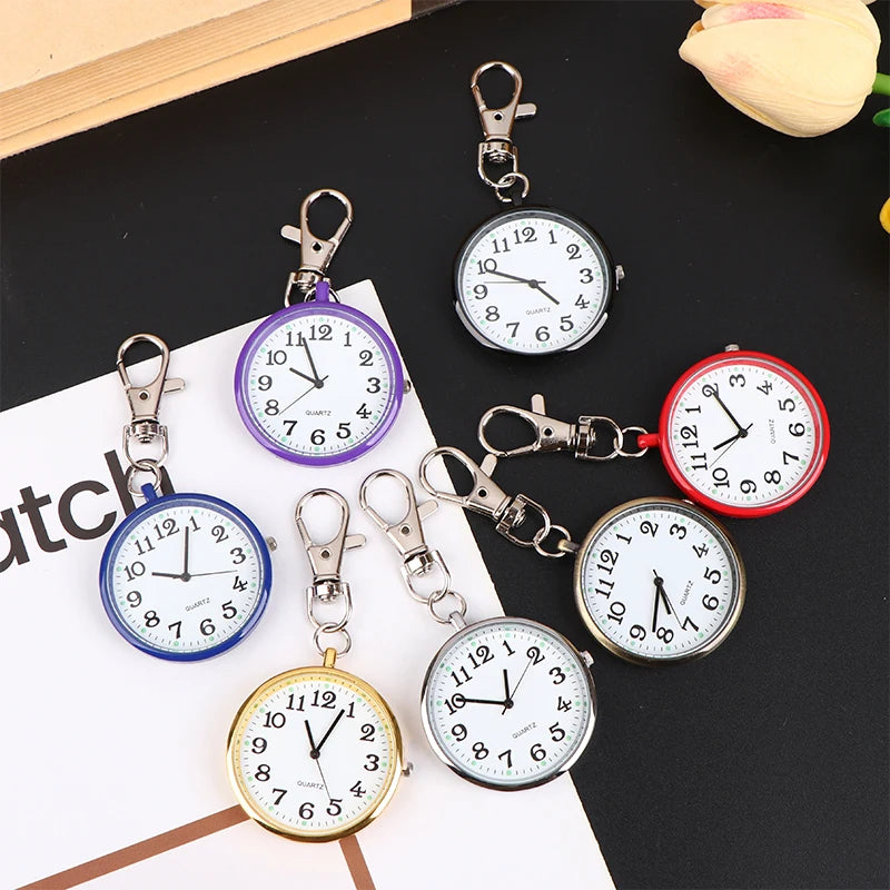 Vintage Nurse Pocket Watch - Keychain Fob Clock with Battery