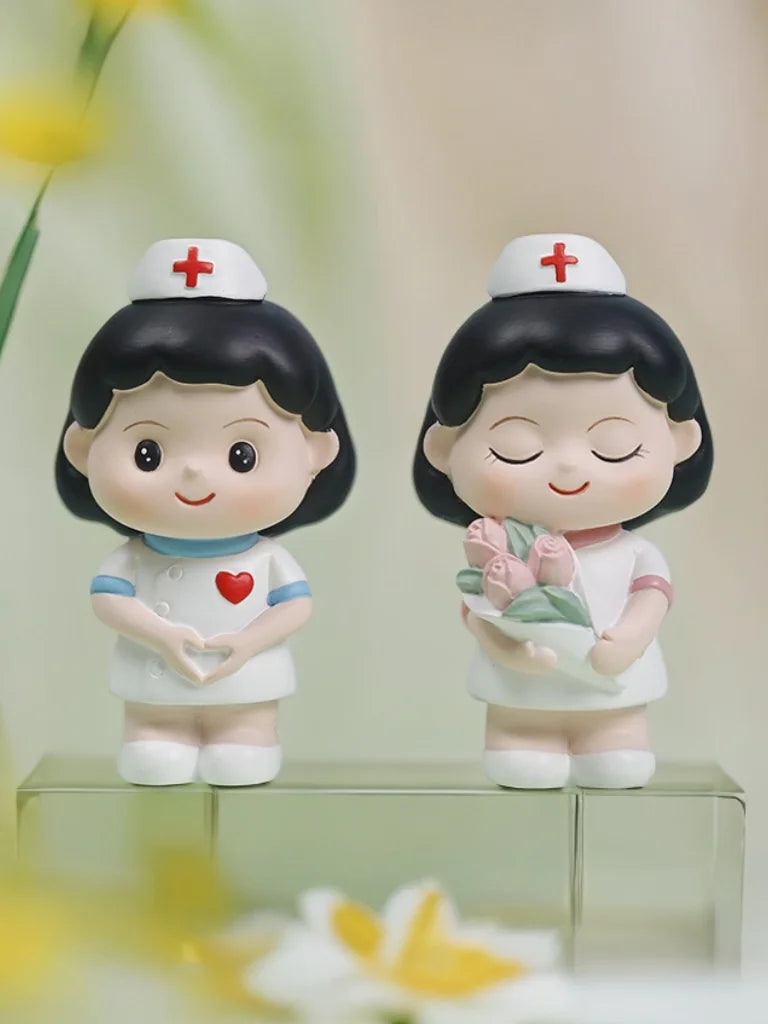 Nurse Doll Ornament - Handmade Resin Figurine for Office & Home Decoration