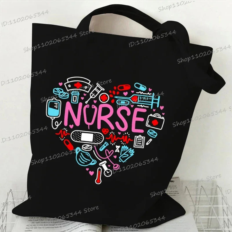 Nurse Tote Bag - Medical Heartbeat Pattern Shoulder Bag for Healthcare Workers
