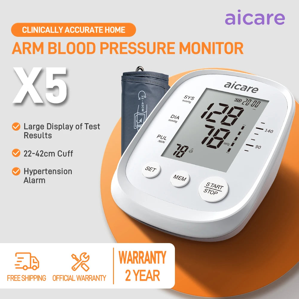 Aicare Digital Blood Pressure Monitor - Upper Arm with Large Cuff