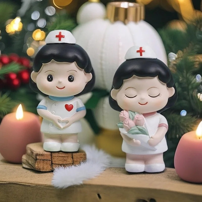 Nurse Doll Ornament - Handmade Resin Figurine for Office & Home Decoration