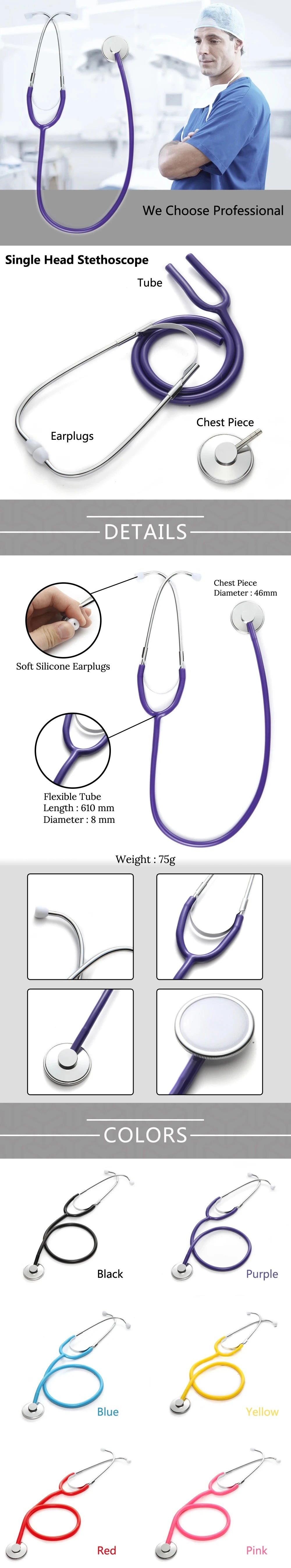 Portable Single Head Stethoscope - Professional Medical Device for Students & Nurses