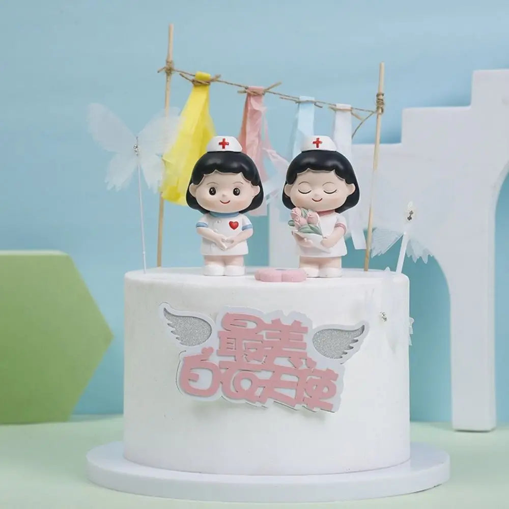 Cartoon Nurse Figurine - Cute Resin Ornament for Home & Office Decoration