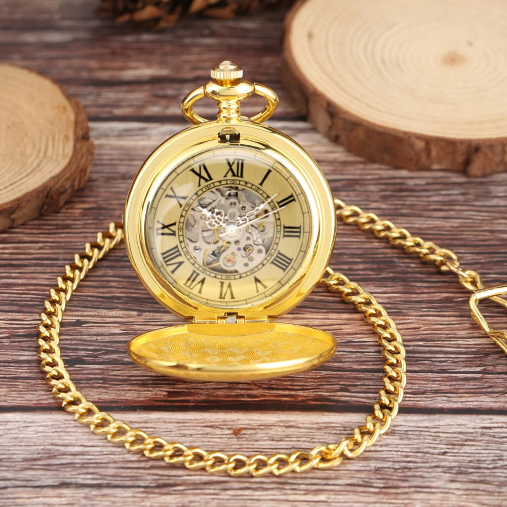 Golden Automatic Mechanical Pocket Watch - Luxury Nurse Fob Watch Gift