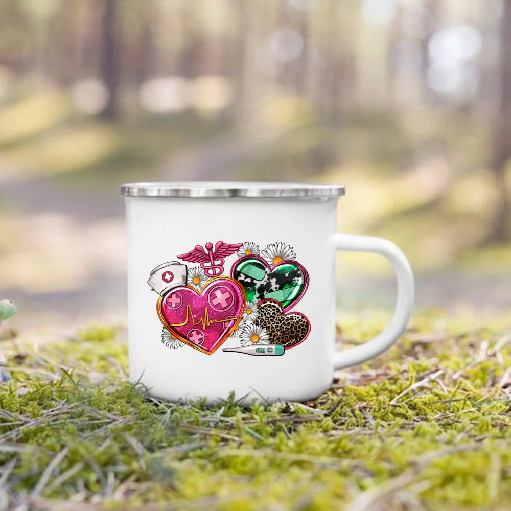 Nurse Life Enamel Mug 360ml - Creative Coffee Cup Gift for Nurses