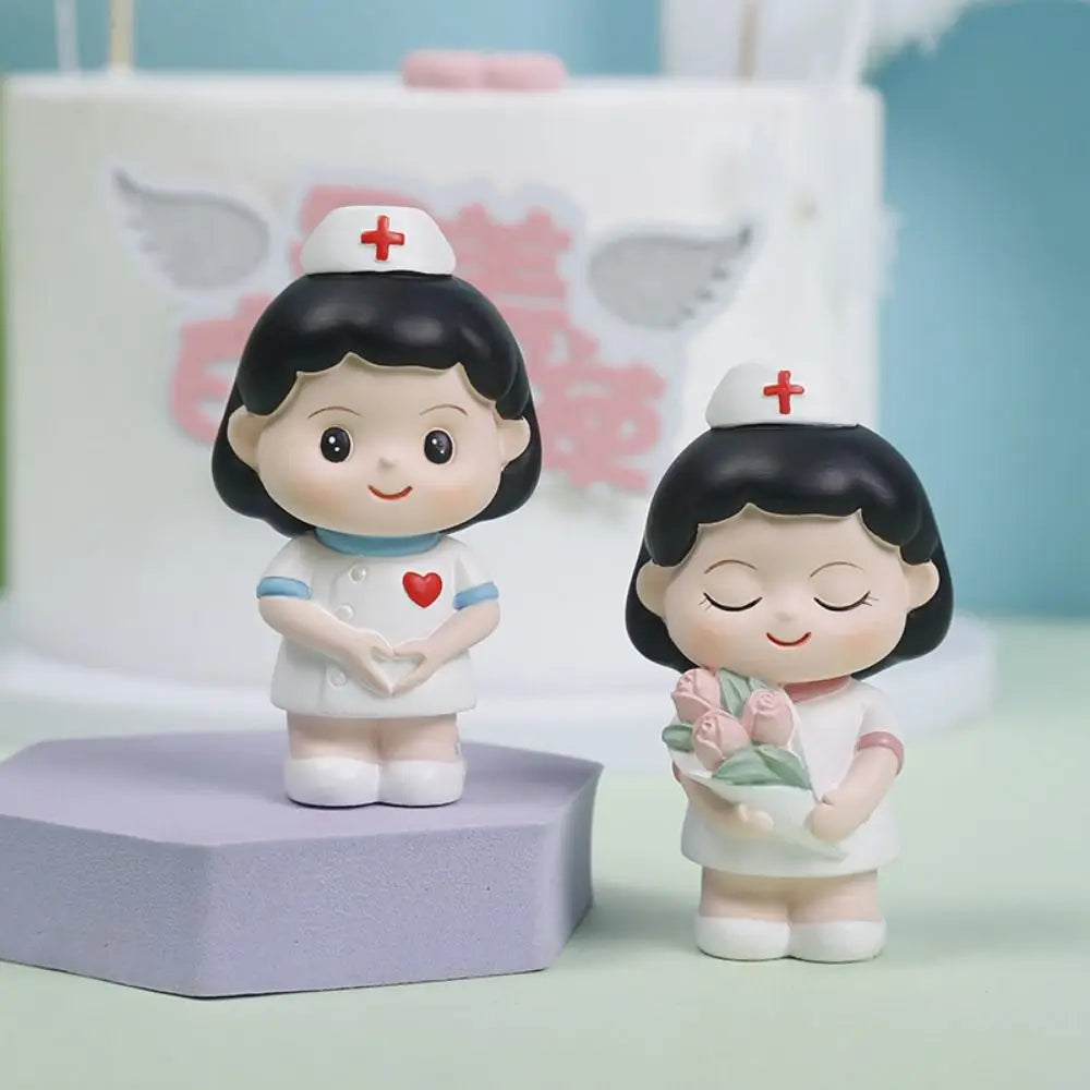Cartoon Nurse Figurine - Cute Resin Ornament for Home & Office Decoration