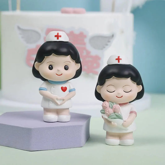 Cartoon Nurse Figurine - Cute Resin Ornament for Home & Office Decoration